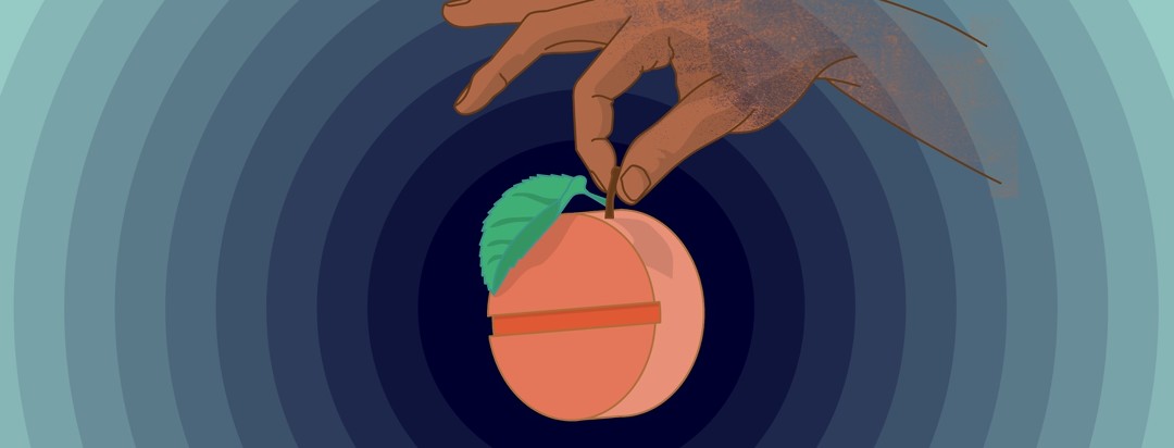 a hand holds a pill which has a leaf like an apple
