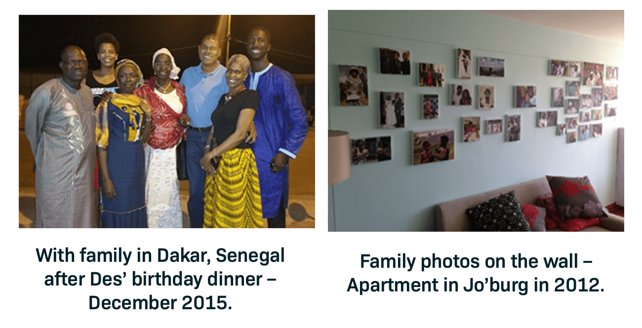 ;Heart Failure advocate Bouba Diemé with his familyHeart Failure advocate Bouba Diemé's family photo wall