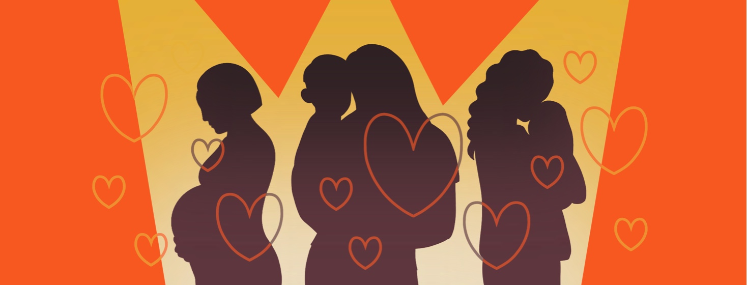 alt=silhouettes of three women with babies