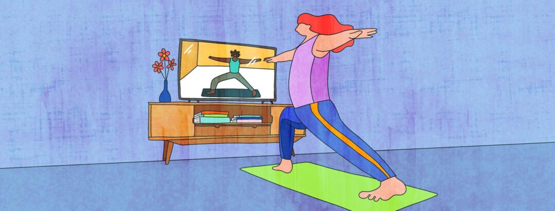 person doing exercise from home